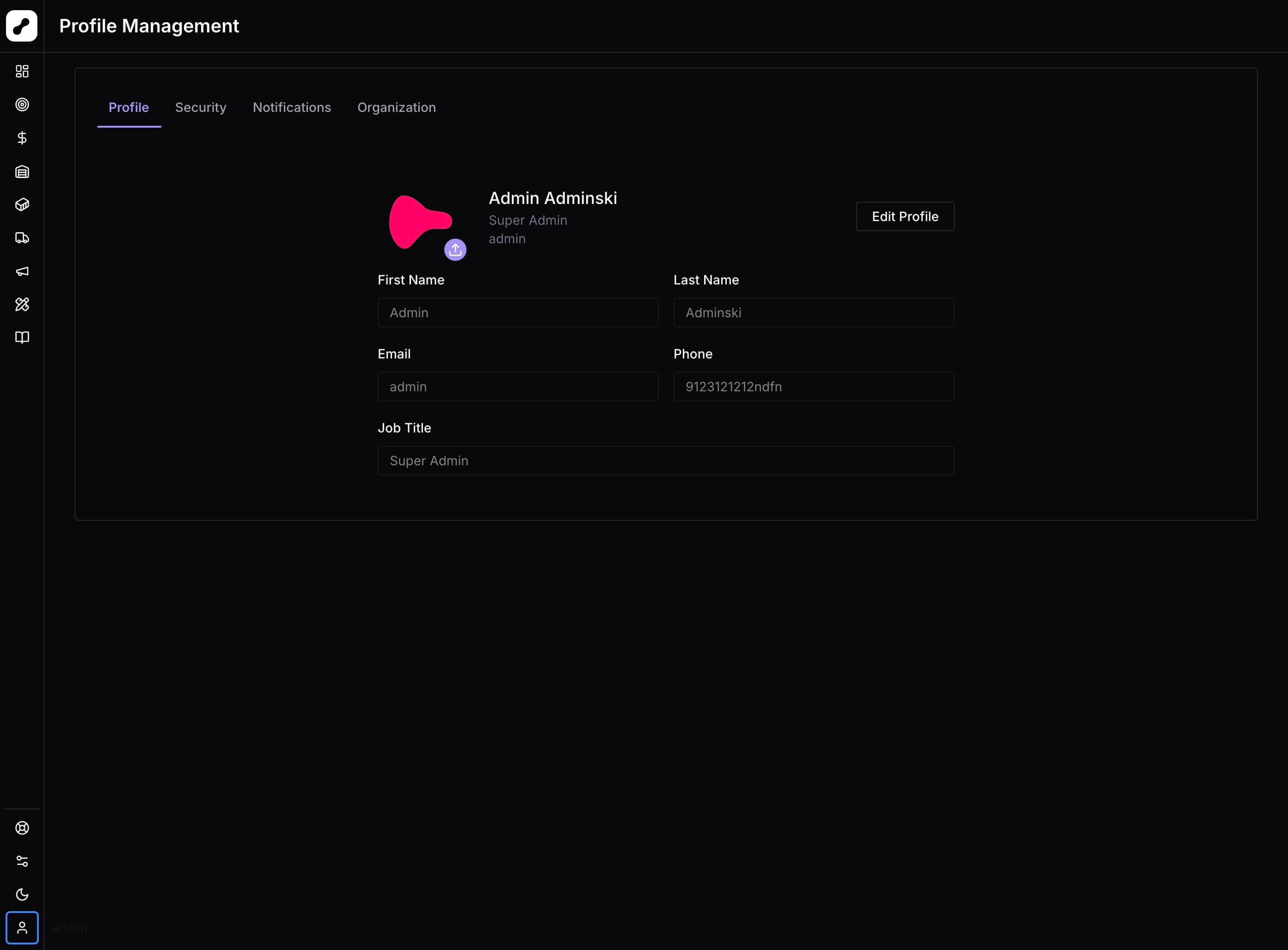 Profile Settings Section