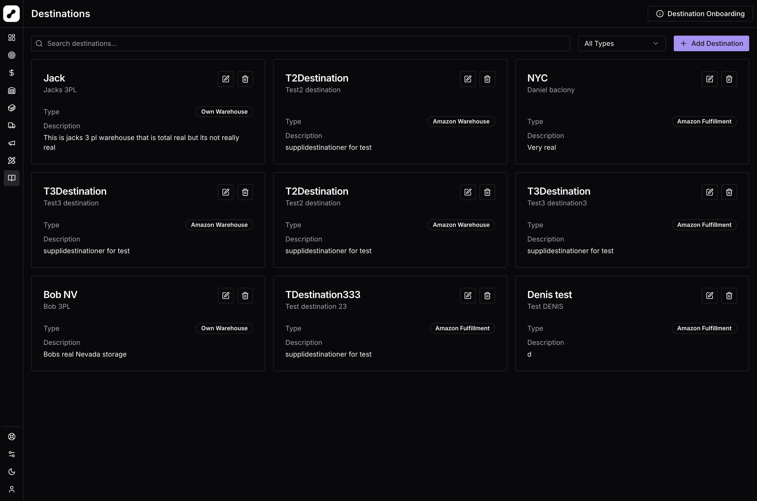 Destinations Dictionary Overview
