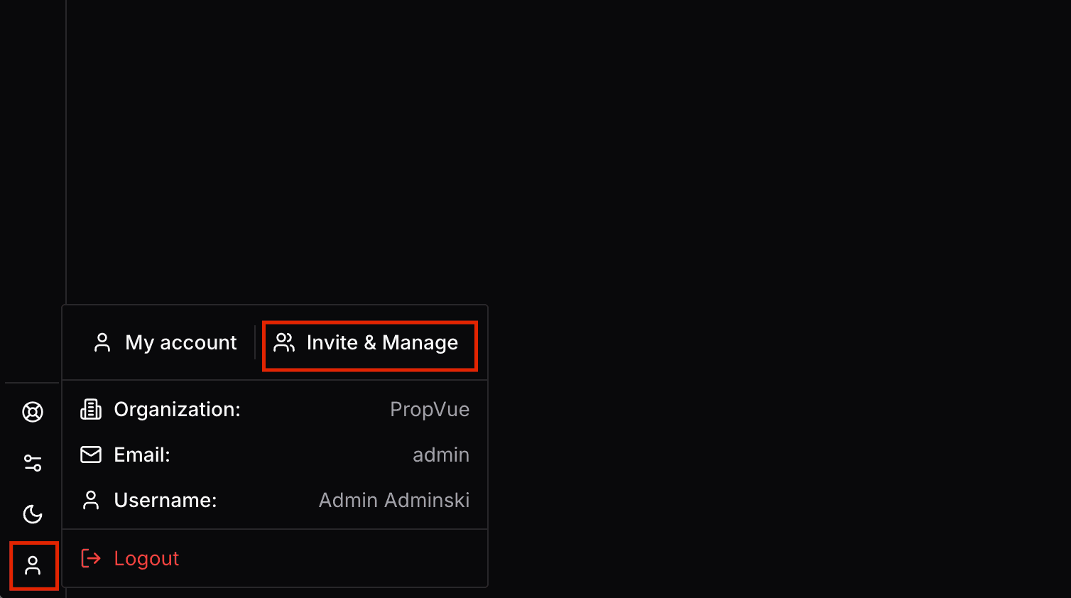 Account Settings Navigation