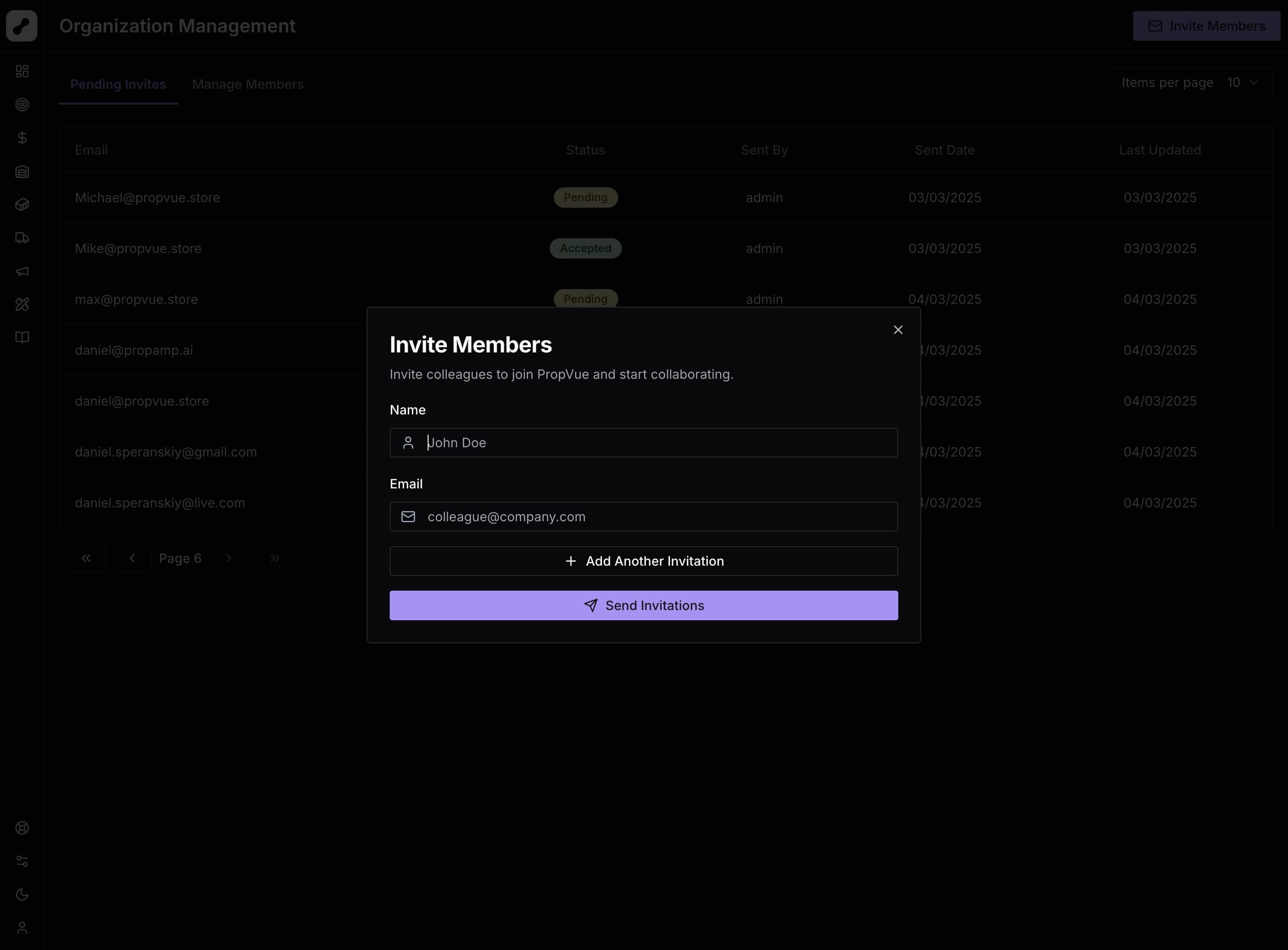Invite Team Member Form