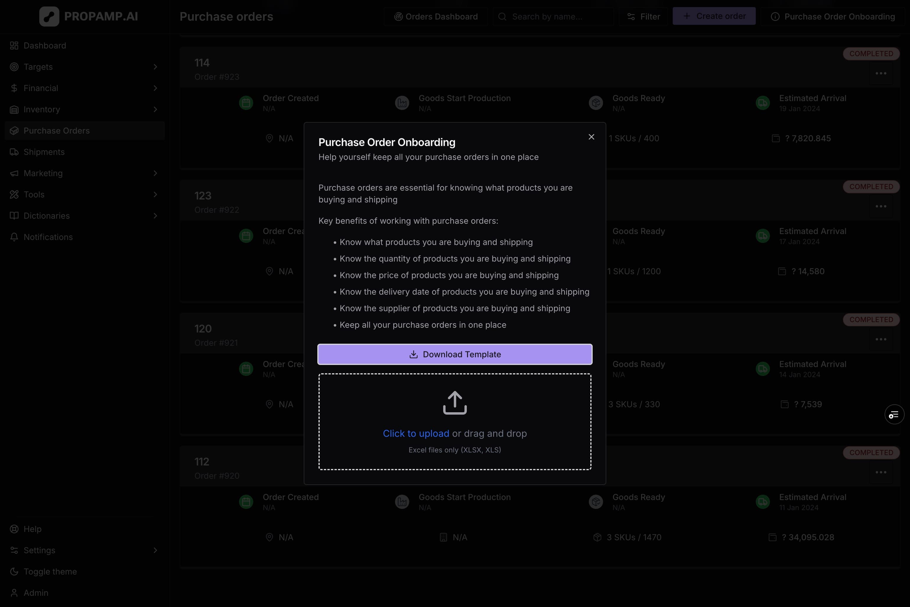 Orders Filtering Interface