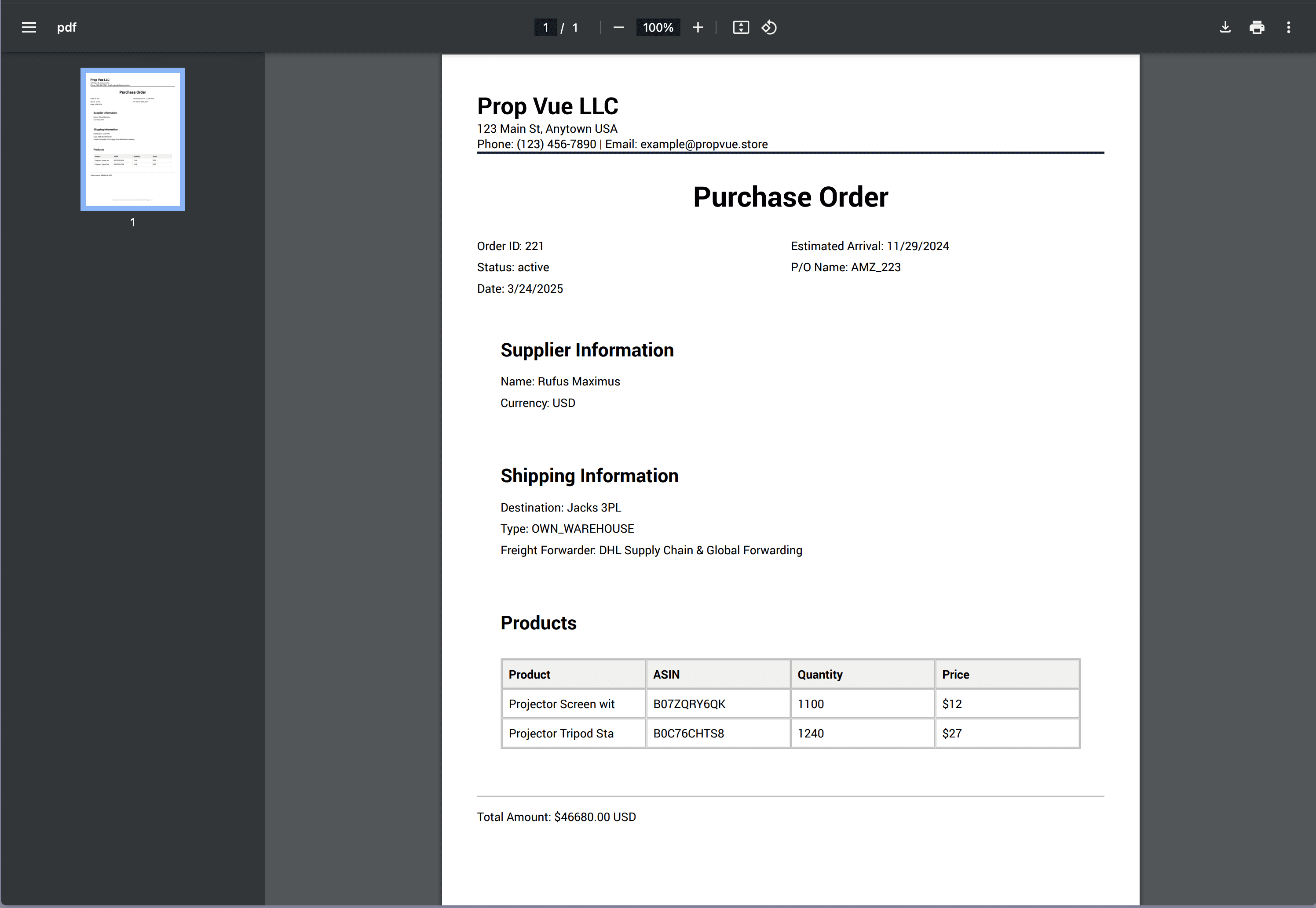 Export Order