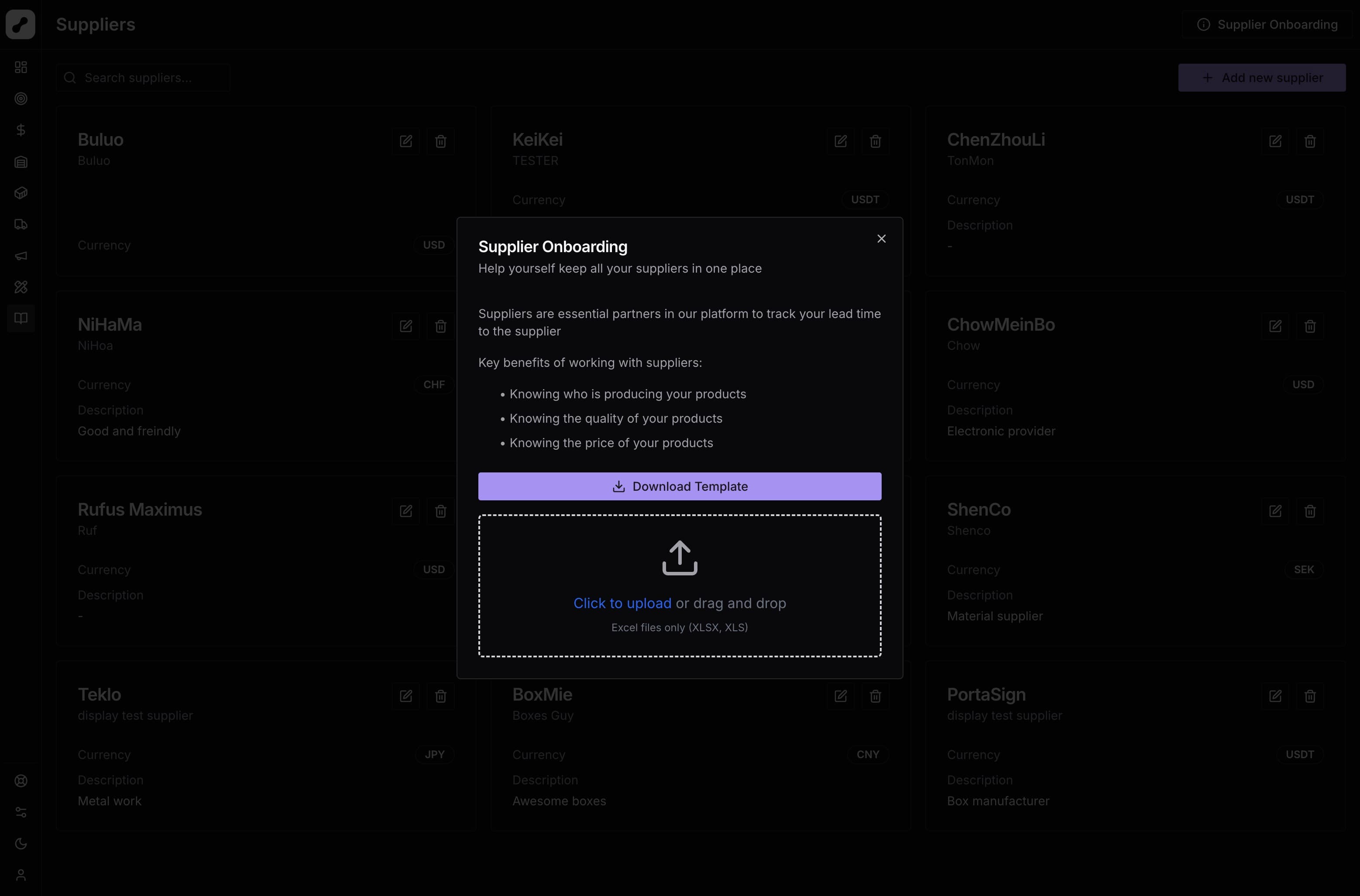 Supplier Template Example
